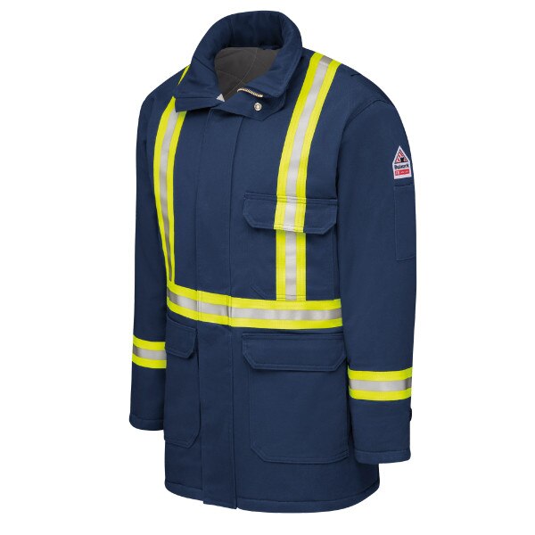 Insulated FR Parka with Reflective Trim in Navy